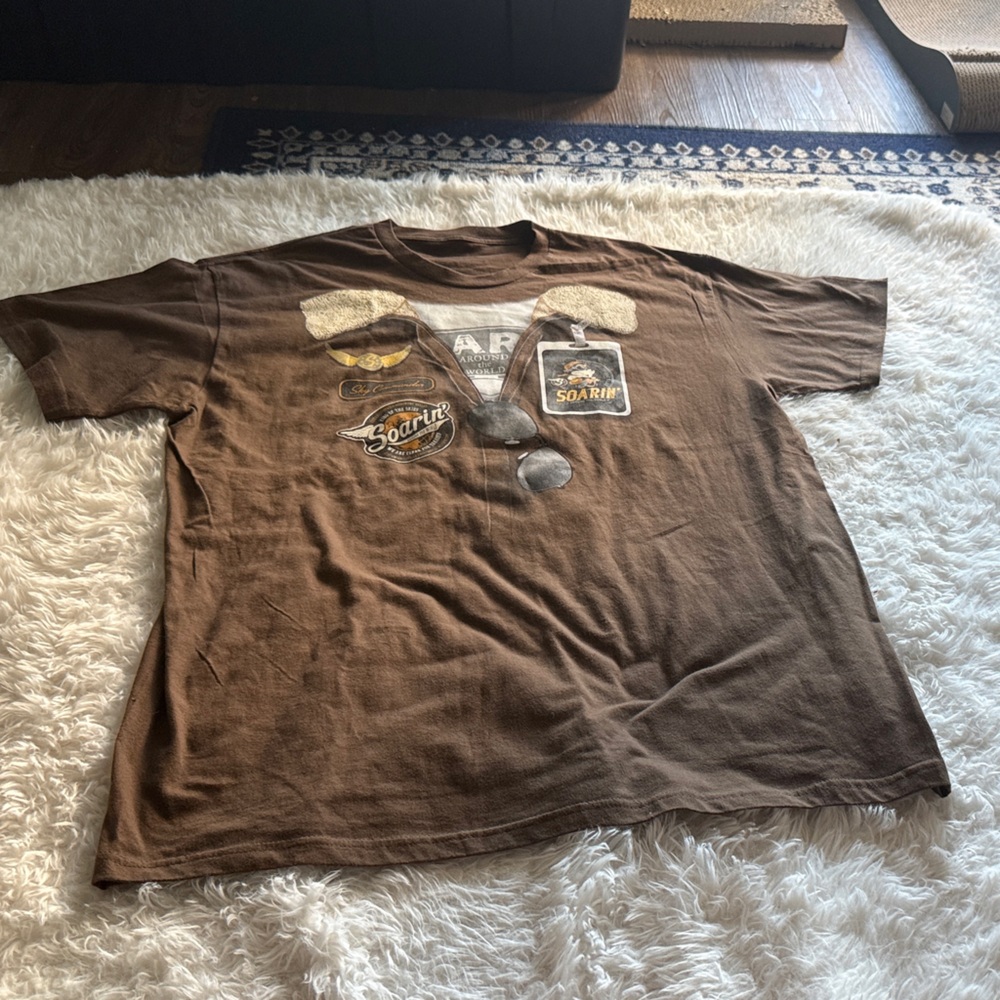 Disney Brown Aviator Soarin Around the World T-shirt XL